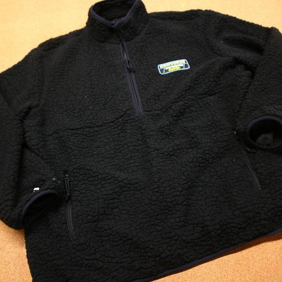 NWT Converse Sherpa Fleece Pullover Men's XXL Black 1/4 Zip Jacket Gorpcore - Picture 1 of 15